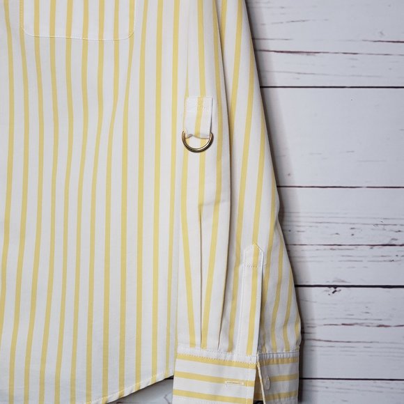 Chico's Yellow and White Stripe Button Down Shirt - Picture 4 of 11